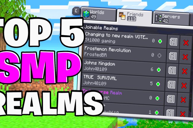 Top 5 BEST Survival SMP Realms For Minecraft Bedrock 1.21