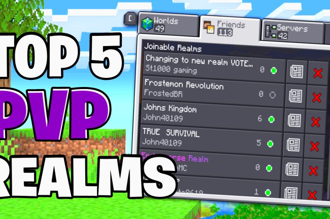 Top 5 PvP Realms SMP for Minecraft Bedrock 1.21 in 2025